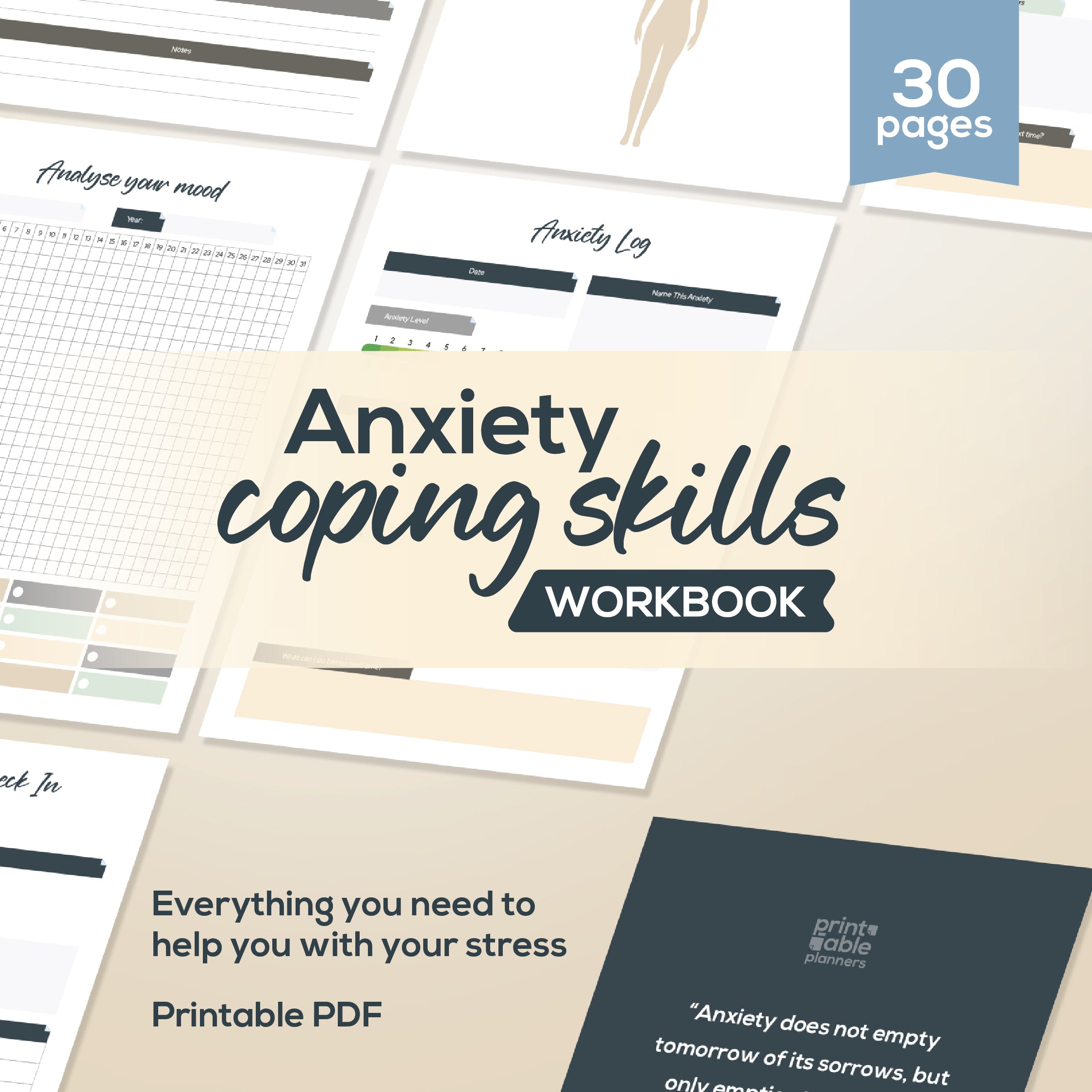 Coping Skills | Therapy Worksheet | Editable Coaching Tools And Exercises | Anxiety Relief | Anxiety Coping Cards | Self-Esteem Building| Includes +29 pages