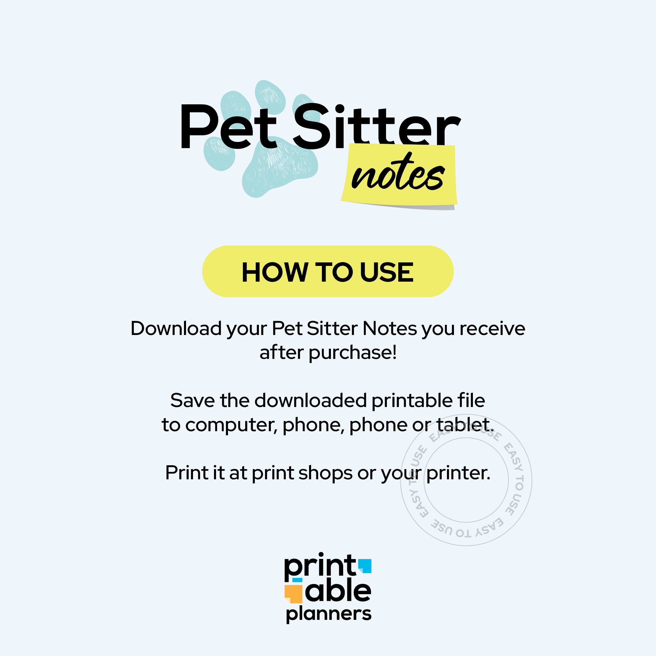 Pet Sitter Notes | Pet Sitter Instructions | House Sitter Welcome Guide | Pet Sitter Template Printable | Pet Sitter Planner | Pet Sitting